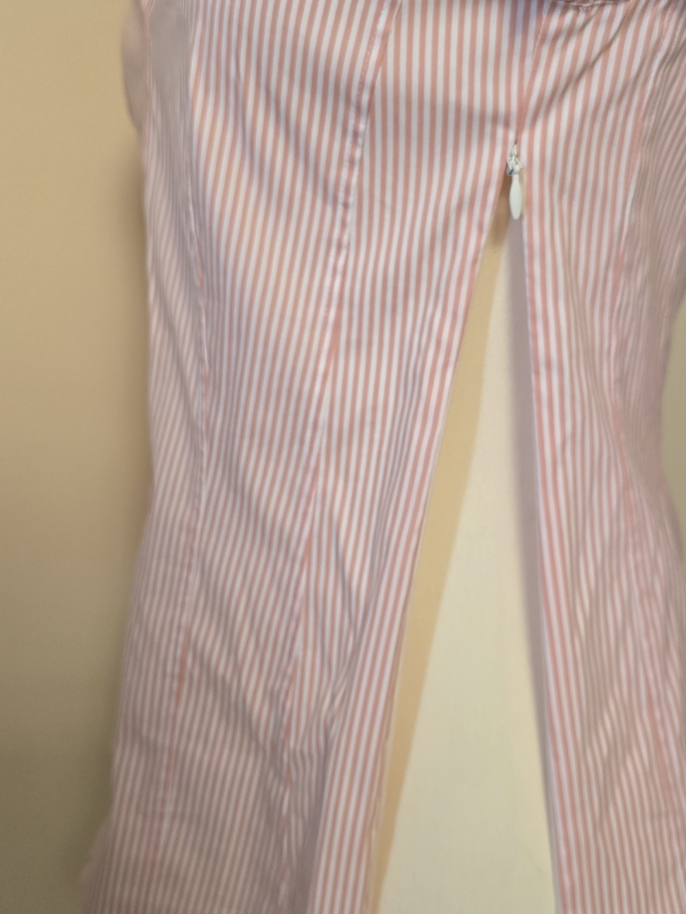 Lafayette 148 New York Striped V-Neck Blouse Size 0 Pink Preppy Office Business - Picture 4 of 5